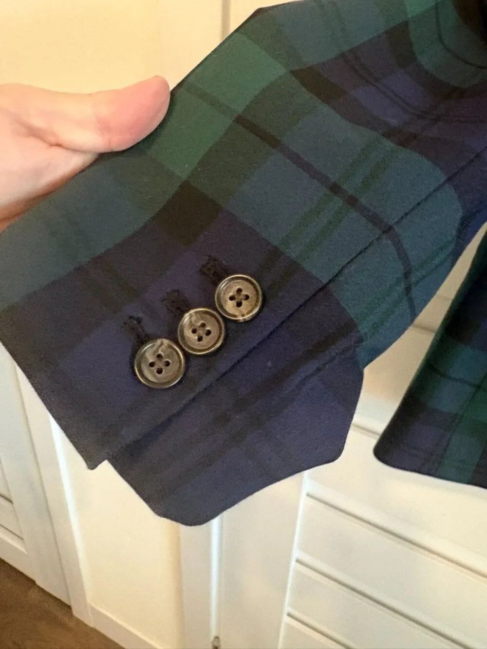 J.Crew Black Watch Tartan Plaid One Button Blazer Jacket Size 2
